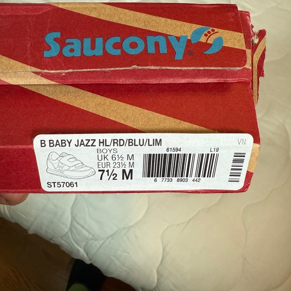 Saucony Baby Jazz Sneakers – Red/Blue/Lime – Size 7.5M (Boys) - Picture 7 of 8